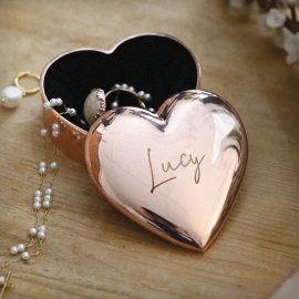 (image for) Personalised Engraved Rose Gold Heart Trinket Box