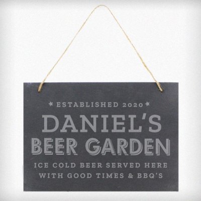 (image for) Personalised Beer Garden Hanging Large Slate Sign