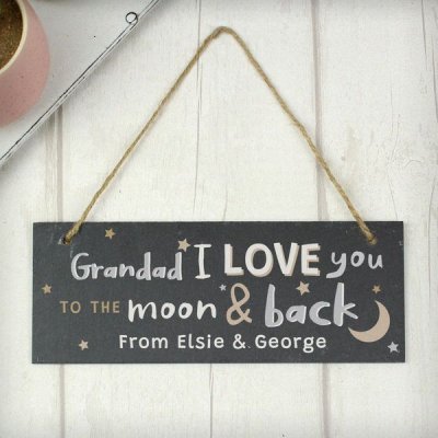 (image for) Personalised To the Moon and Back Hanging Slate Plaque