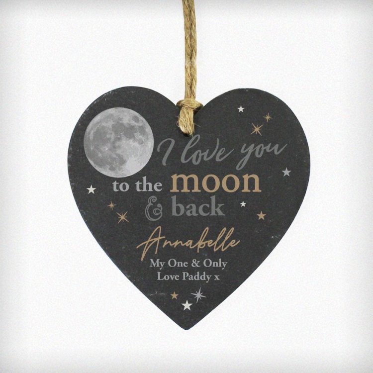 Modal Additional Images for Personalised Moon and Back Slate Heart Decoration