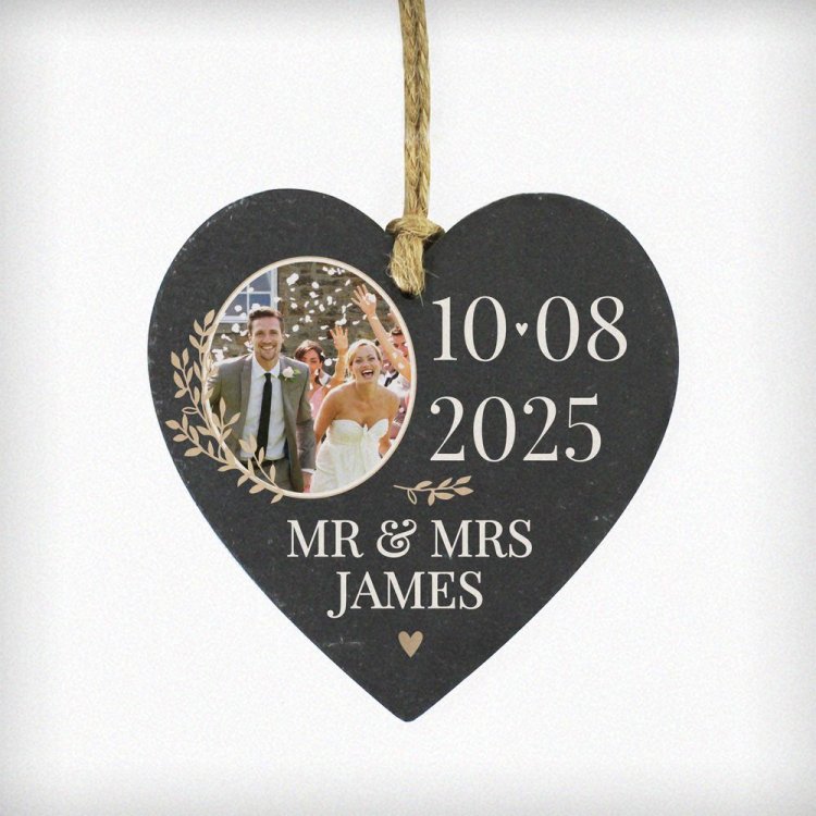 Modal Additional Images for Personalised Large Date Photo Upload Slate Heart Decoration