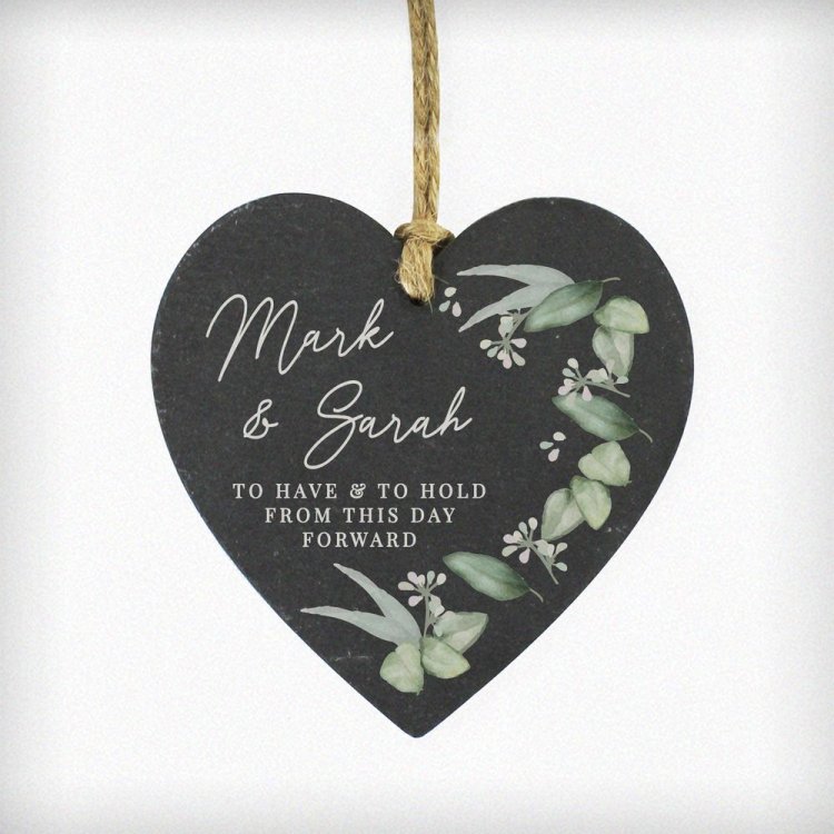 Modal Additional Images for Personalised Botanical Slate Heart Decoration