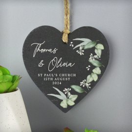 (image for) Personalised Botanical Slate Heart Decoration
