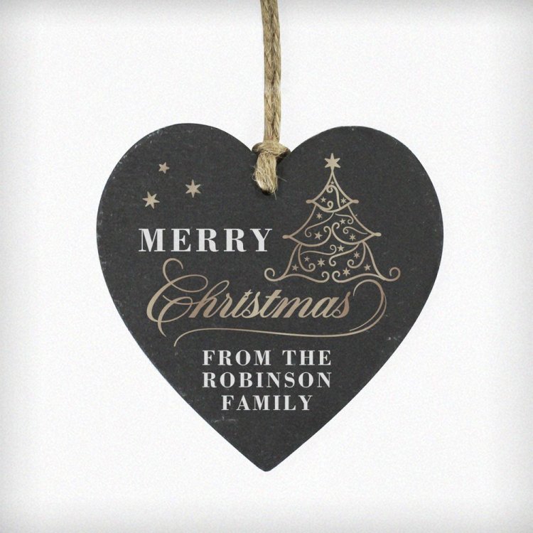 Modal Additional Images for Personalised Gold Christmas Slate Heart Ornament