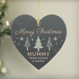 (image for) Personalised Christmas Tree Slate Heart Ornament