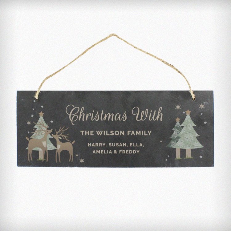 Modal Additional Images for Personalised Christmas Reindeer Hanging Slate Plaque