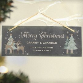 (image for) Personalised Christmas Reindeer Hanging Slate Plaque