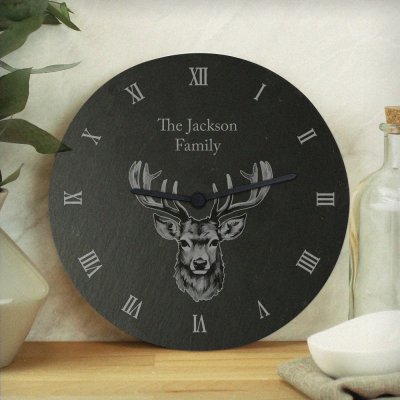 (image for) Personalised Stag Slate Clock