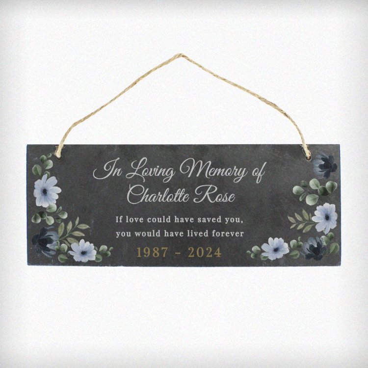 Modal Additional Images for Personalised Memorial Floral Slate Hanging Ornament