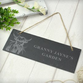 (image for) Personalised Highland Cow Slate Sign