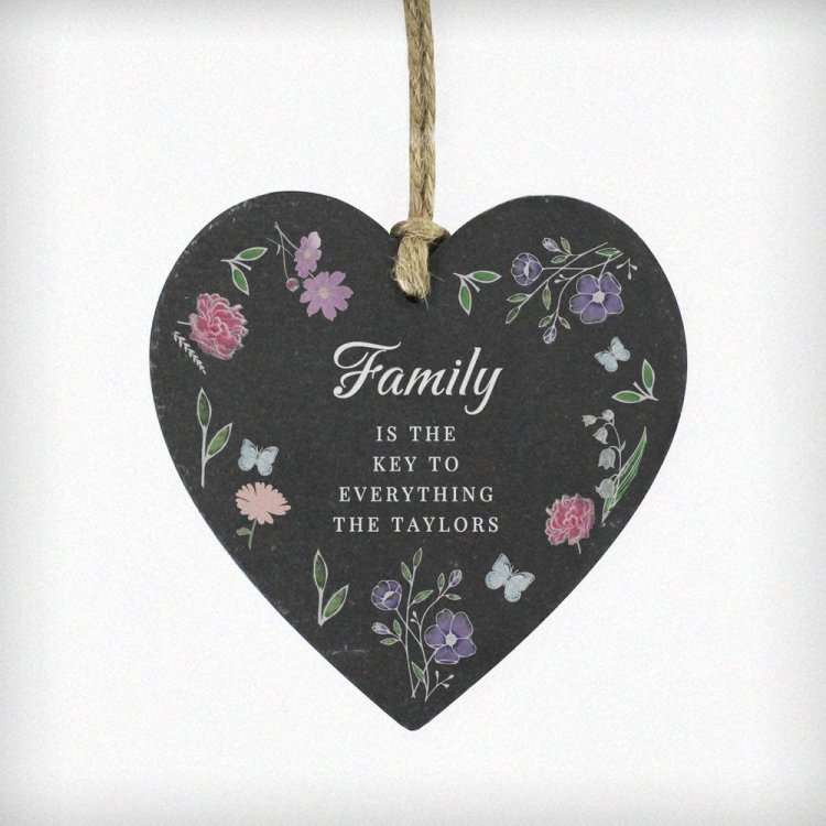Modal Additional Images for Personalised Wild Flowers Slate Heart
