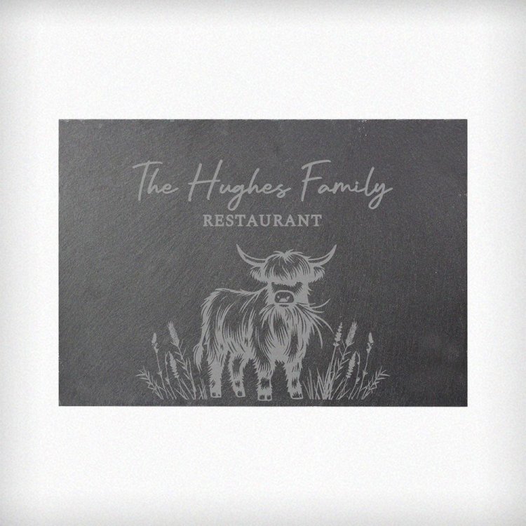 Modal Additional Images for Personalised Highland Cow Slate Placemat