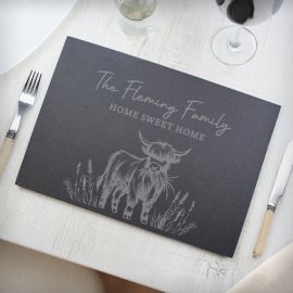 (image for) Personalised Highland Cow Slate Placemat