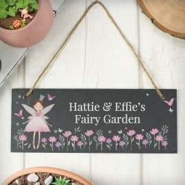 (image for) Personalised Fairy Princess Garden Hanging Slate Sign