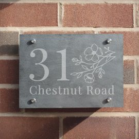 (image for) Personalised Floral Slate House Sign