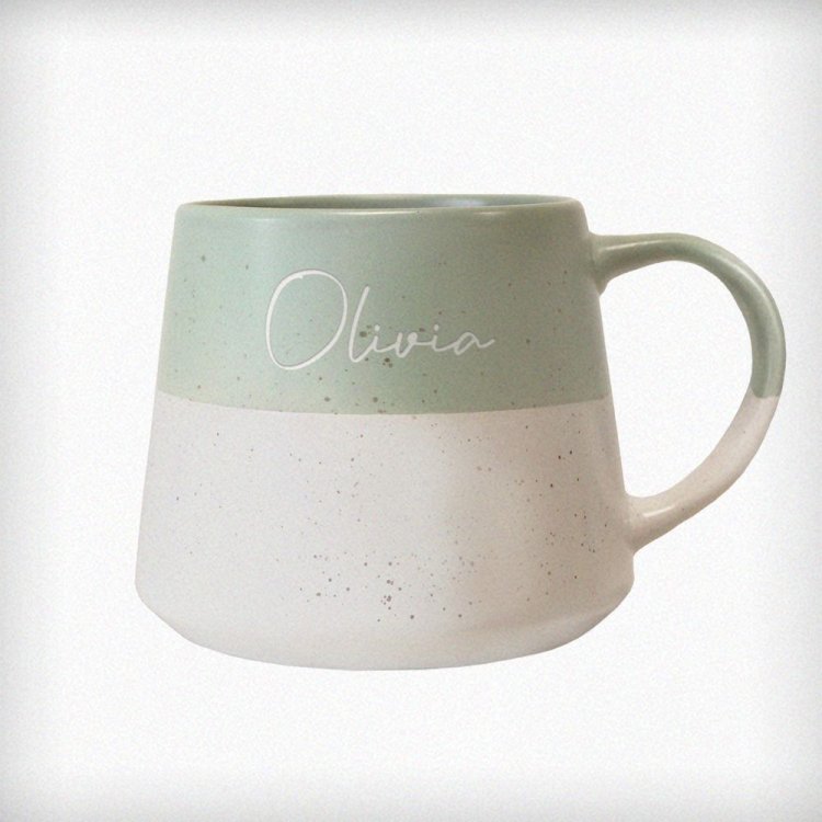 Modal Additional Images for Personalised Name Green Speckled Ceramic Mug