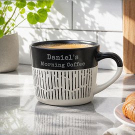 (image for) Personalised Message Black Dipped Dash Ceramic Mug