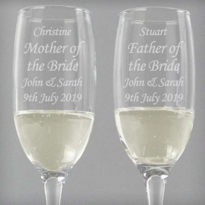 (image for) Wedding Engraved Pair of Celebration Champagne Flutes Gift