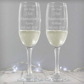 (image for) Personalised Engraved Pair of Celebration Champagne Flutes