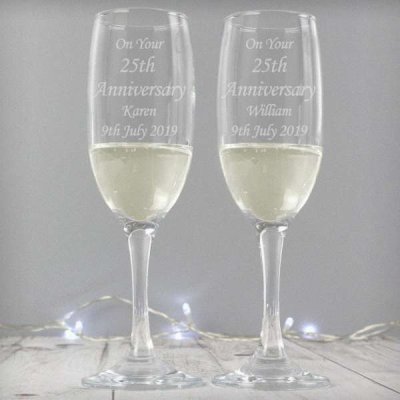 (image for) Wedding Engraved Pair of Celebration Champagne Flutes Gift