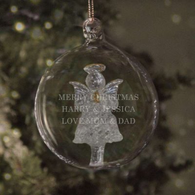 (image for) Personalised Glass Christmas Angel Bauble
