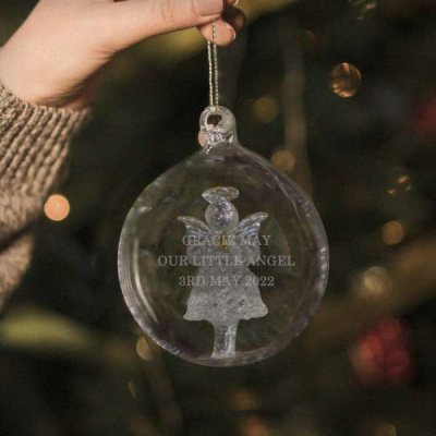 (image for) Personalised Glass Christmas Angel Bauble