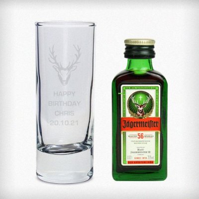 (image for) Personalised Stag Shot Glass and Miniature Jagermeister