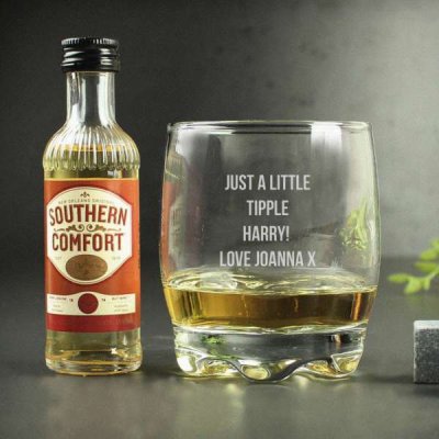 (image for) Personalised Whisky Glass & Southern Comfort Miniature Set