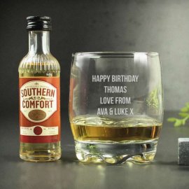 (image for) Personalised Whisky Glass & Southern Comfort Miniature Set