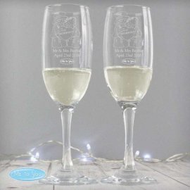 (image for) Personalised Me To You Engraved Wedding Pair of Flutes with Gift