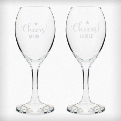 (image for) Personalised Cheers Wine Glass Set