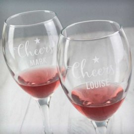 (image for) Personalised Cheers Wine Glass Set