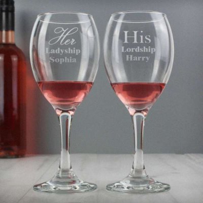 (image for) Personalised His & Her Wine Glass Set