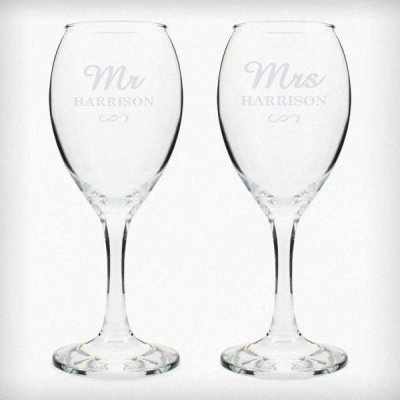 (image for) Personalised Mr & Mrs Wine Glass Set