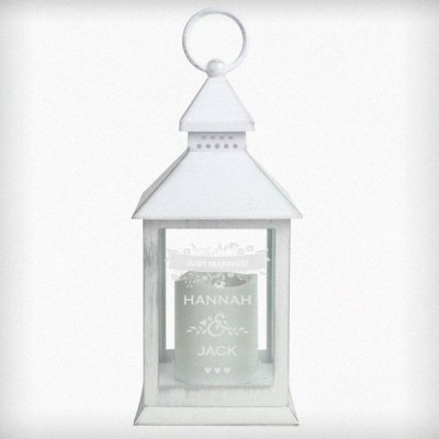 (image for) Personalised Couple's Floral Rustic White Lantern