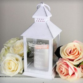 (image for) Personalised Couple's Floral Rustic White Lantern