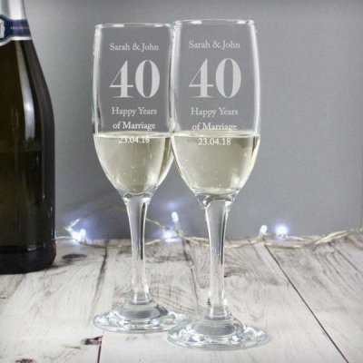 (image for) Personalised Anniversary Pair of Flutes with Gift Box