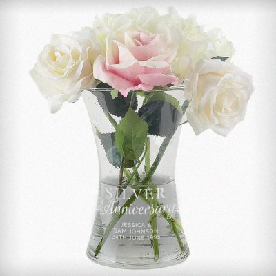 (image for) Personalised 'Silver Anniversary' Glass Vase