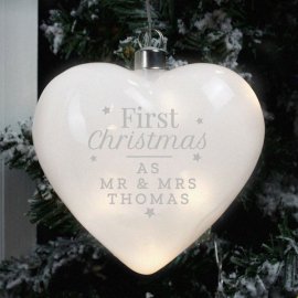 (image for) Personalised First Christmas LED Hanging Glass Heart