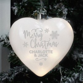 (image for) Personalised Merry Christmas LED Hanging Glass Heart
