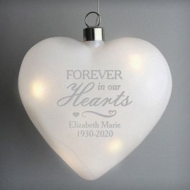 (image for) Personalised Forever In Our Hearts LED Hanging Glass Heart