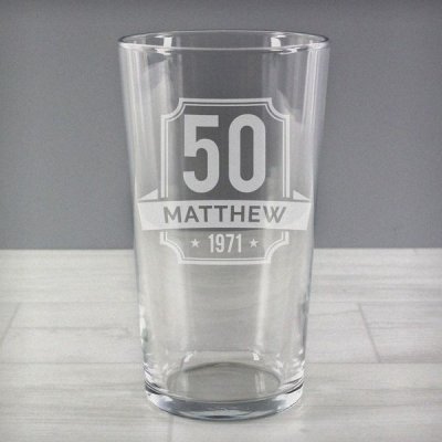 (image for) Personalised Big Age & Name Birthday Pint Glass
