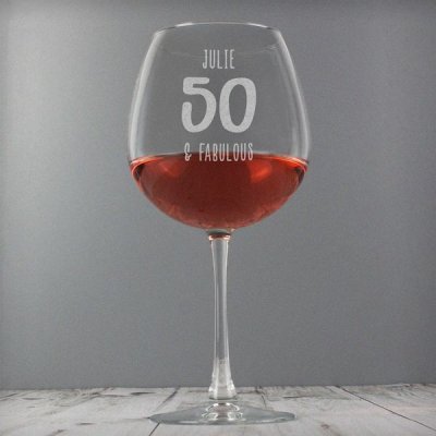 (image for) Personalised Big Age Bottle of Wine Glass