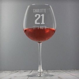 (image for) Personalised Big Age Bottle of Wine Glass