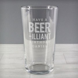 (image for) Personalised Beer-Illiant Birthday Pint Glass