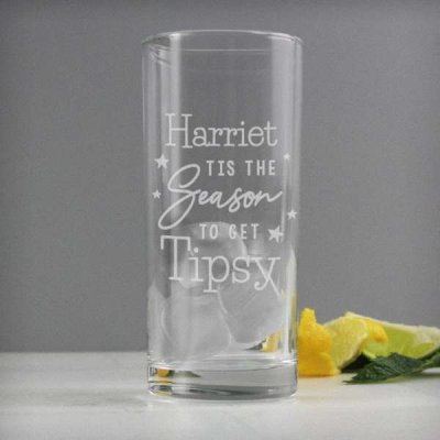 (image for) Personalised Tis The Season To Get Tipsy Hi Ball Glass