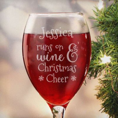 (image for) Personalised Runs On Wine & Christmas Cheer Wine Glass