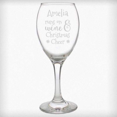 (image for) Personalised Runs On Wine & Christmas Cheer Wine Glass