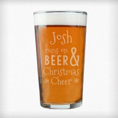 (image for) Personalised Runs On Beer & Christmas Cheer Pint Glass