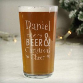 (image for) Personalised Runs On Beer & Christmas Cheer Pint Glass
